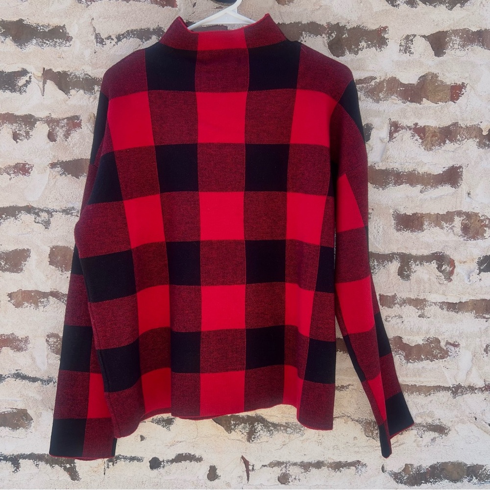 Tahari Red and Black Plaid Turtleneck Sweater NWT